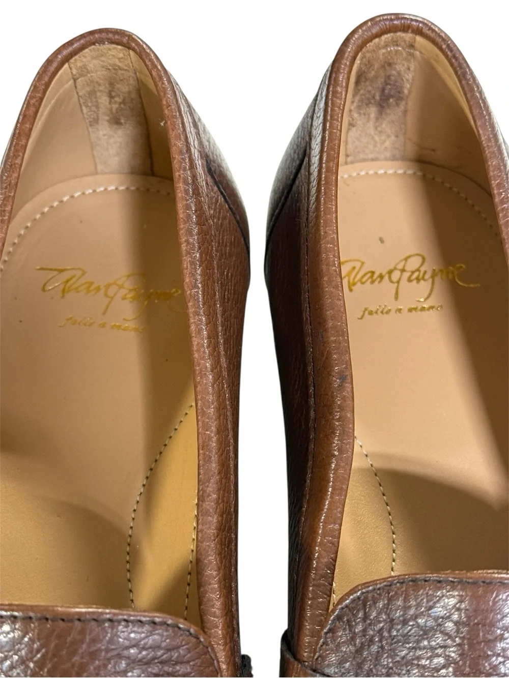 Alan Payne Deerskin Penny Loafer in Brown Pebbled Leather